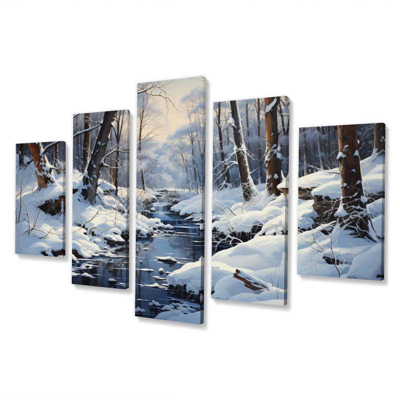Winter Silent Woods II - impression sur toile de paysages - 5 panneaux
