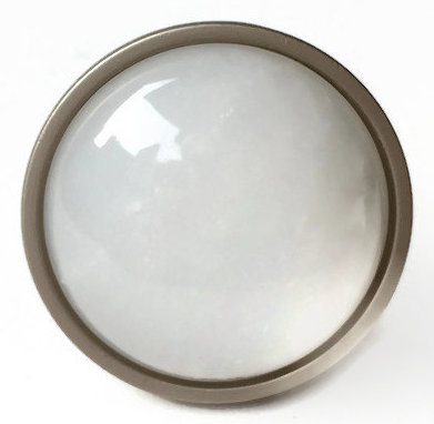 Mushroom Knob, Satin Nickel/White