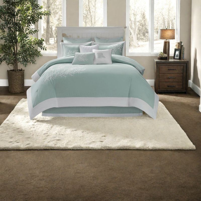 Ensembles de literie confortables en coton, conception jacquard turquoise pour la maison