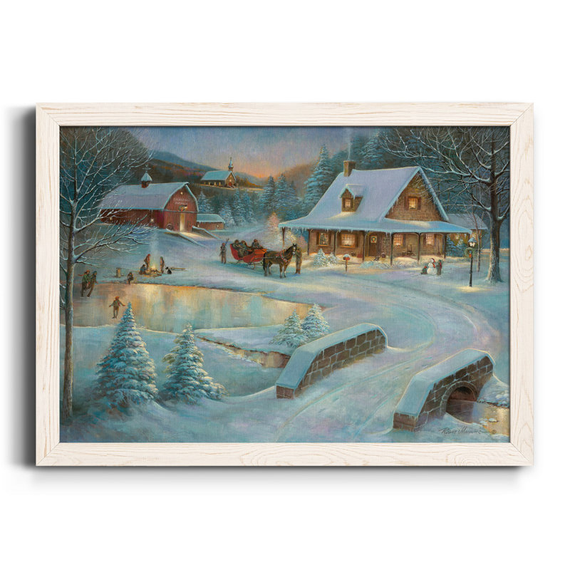 «Little Meadows Xmas», reproduction d'art sur toile, H 31,5 po x l 23,5 po x P 1,5 po, Blanc
