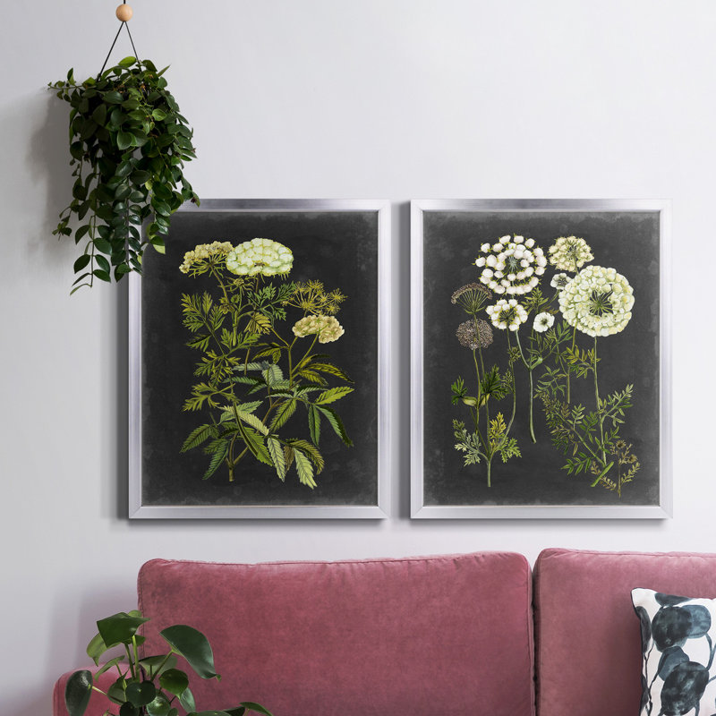 Ex-libris floral I - ensemble de 2 reproductions d'art sur toile