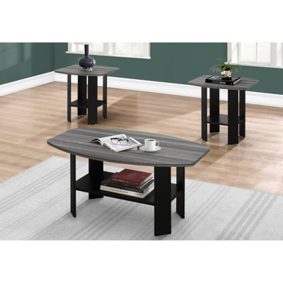 Table contemporaine 3 de style maison - café, tables de bout, tables d'appoint, stratifié noir et gris pour salon 3 pièces gris, matériau