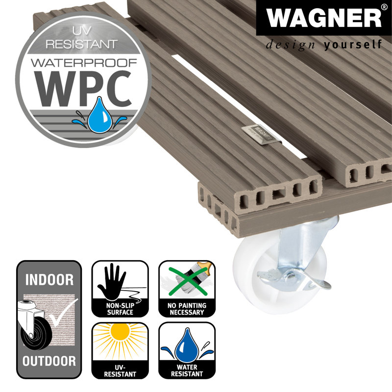 Taupe 15.4" Square Wood Plastic Composite Plant Caddy