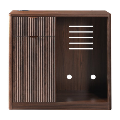 Meuble-bar à café de 100 cm avec compartiment réfrigérateur, rangement pour bouteilles de vin et station de recharge