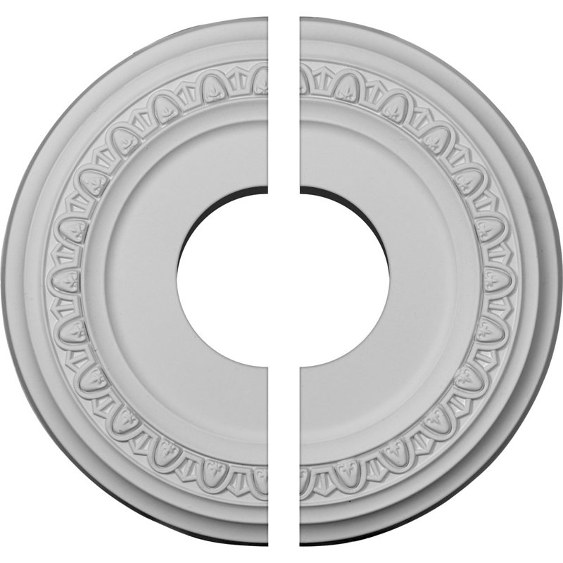 Endurathane Jackson Ceiling Medallion, 12 1/4"OD x 4"ID x 1 1/8"P (Fits Canopies up to 7 3/8"), Two Piece, Factory Primed