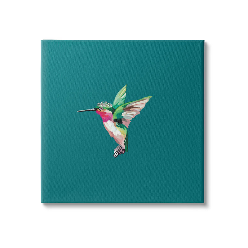 Art mural colibri avec couronne par Amelia Noyes, H 36 po x l 36 po