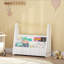 Bibliothèque pour enfants avec poignée en bois, bibliothèque pour tout-petits à 2 niveaux faisant face à l'avant, organisateur de rangement pour livres portable pour chambre à coucher, salle de jeux, chambre de bébé ou salle de classe