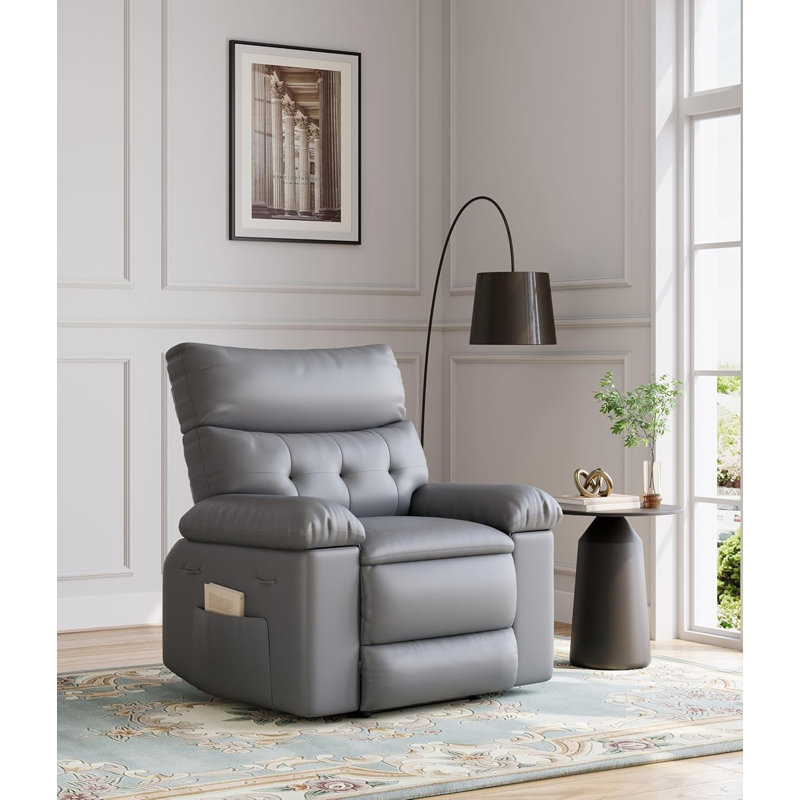 Fauteuil inclinable large 41,7 po, grand fauteuil inclinable manuel en similicuir, Gris