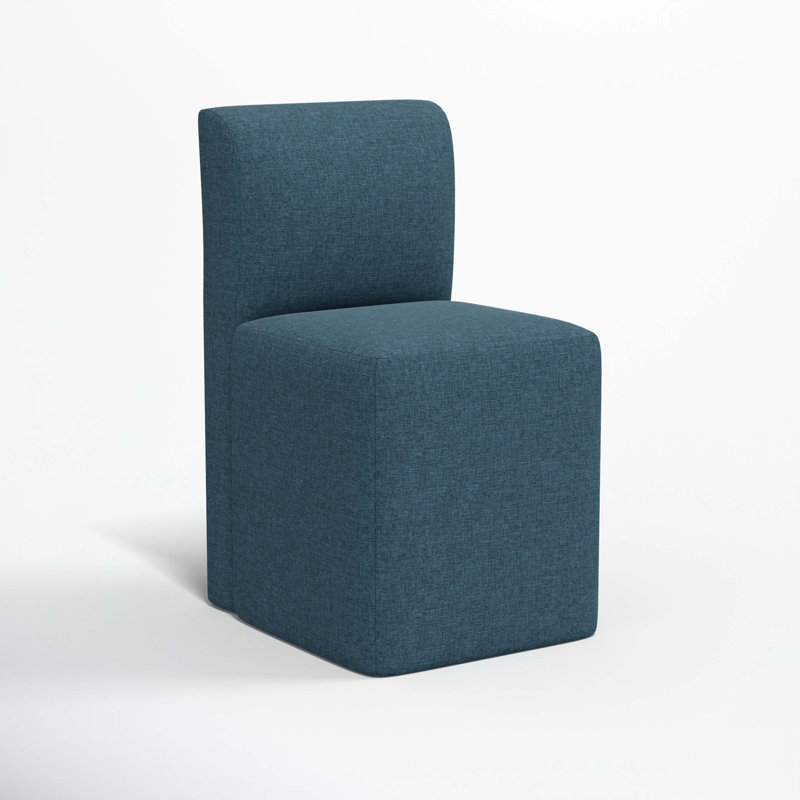 Mendy Upholstered Dining Chair, Zuma Navy Textured Linen