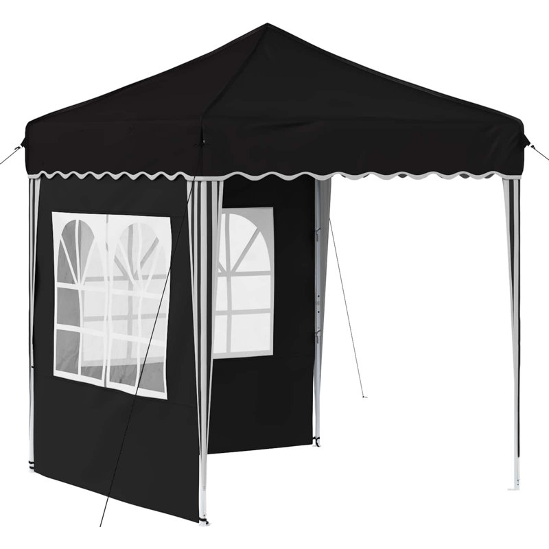 Vidaxl Pop-Up Party Tent Oxford Fabric Event Outdoor Celebration UV Protection, 195cm W x 195cm D, Black
