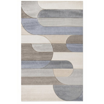 Rug Branch 5' X 8' (5'3" X 7'7") Geometric,Stripes Indoor Area Rug, Blue Blue , Art Deco - Living Room, Bedroom, Dining Room, And Kitchen