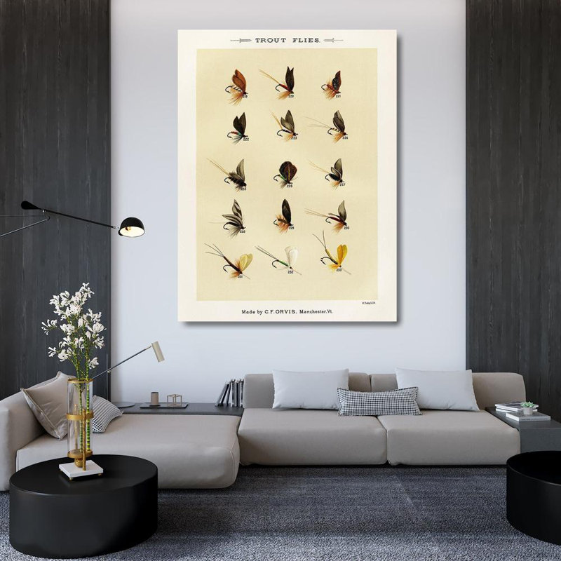 Art sur toile Marbury, Mary Orvis: Trout Fishing Flies, H 47 po x l 36 po