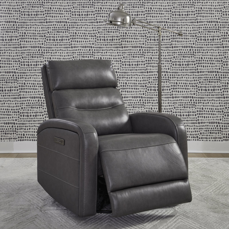 Jodena Swivel Glide Power Recliner w/ USB Charging Ports - Gray, Gray