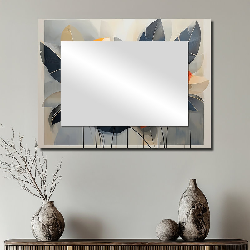 Summer Hibiscus In A Geometric Symphony I - Floral Accent Wall Mirror - Printed On Metal, 24" x 32"