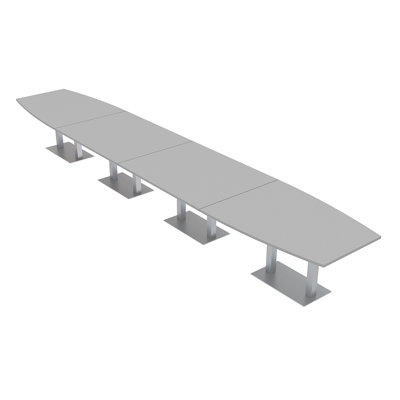 Table de conférence en forme de bateau avec base en métal double