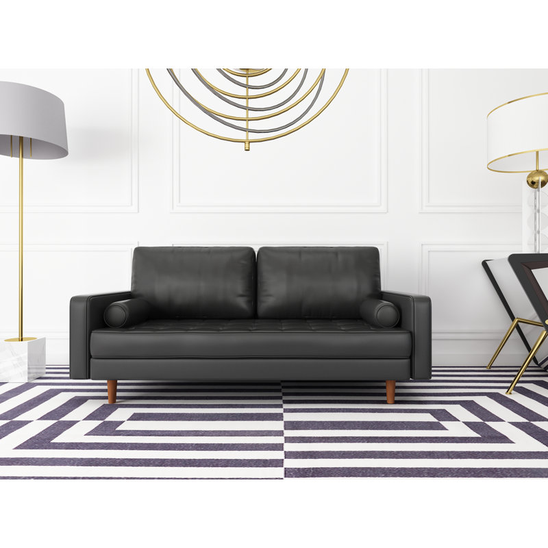 Caite 70'' Faux Leather Sofa, Black