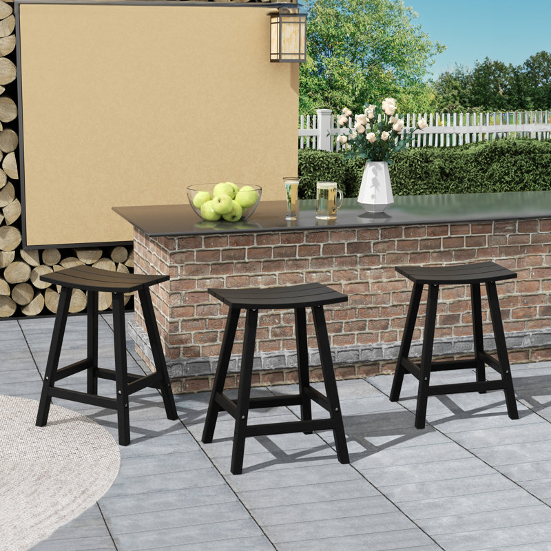 Tabouret d'extérieur Laguna, Tabouret de comptoir (siège d'une hauteur de 24 p, Noir