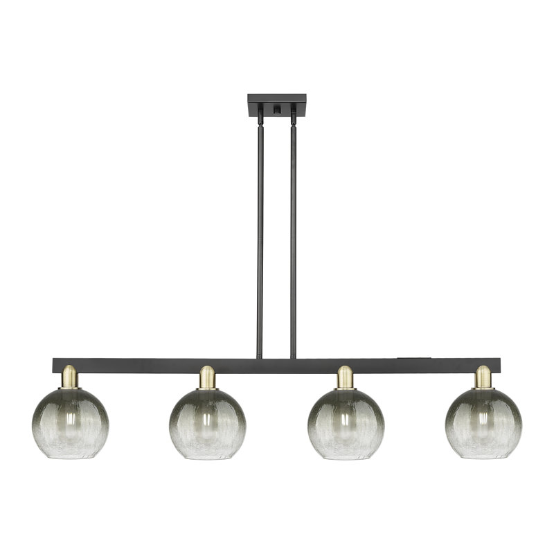 Éclairage pour îlot suspendu 4 lumières Brookhaven Globe, Ardoise, Laiton antique / noir mat