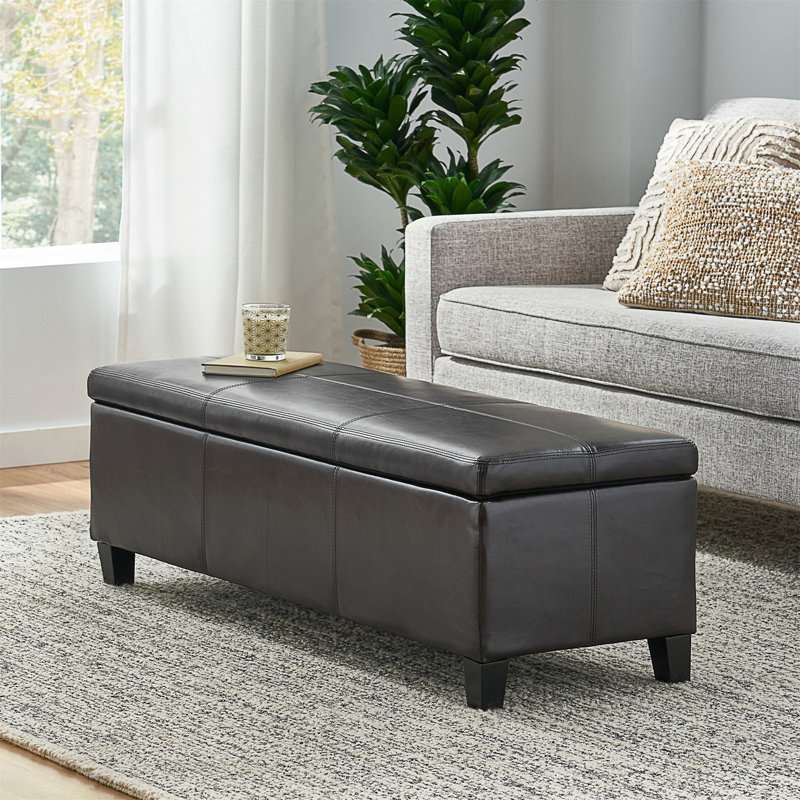 Repose-pieds en cuir avec rangement Jye Vegan, Brun