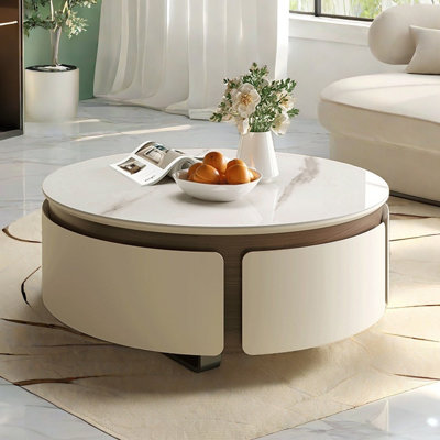 Table basse crème en pierre frittée
