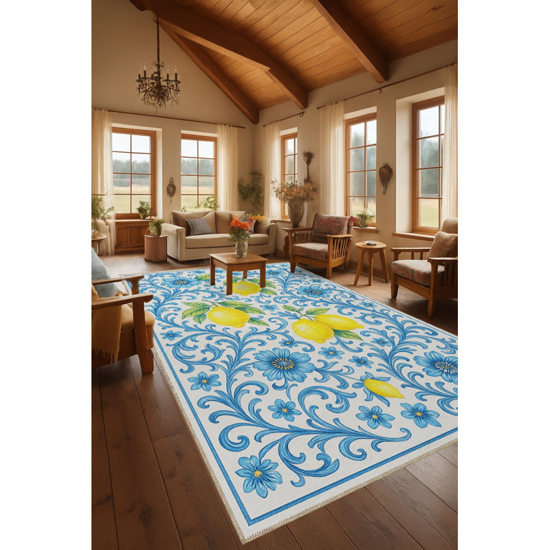 Tapis bleu Mosso, 2'6" x 4'11"