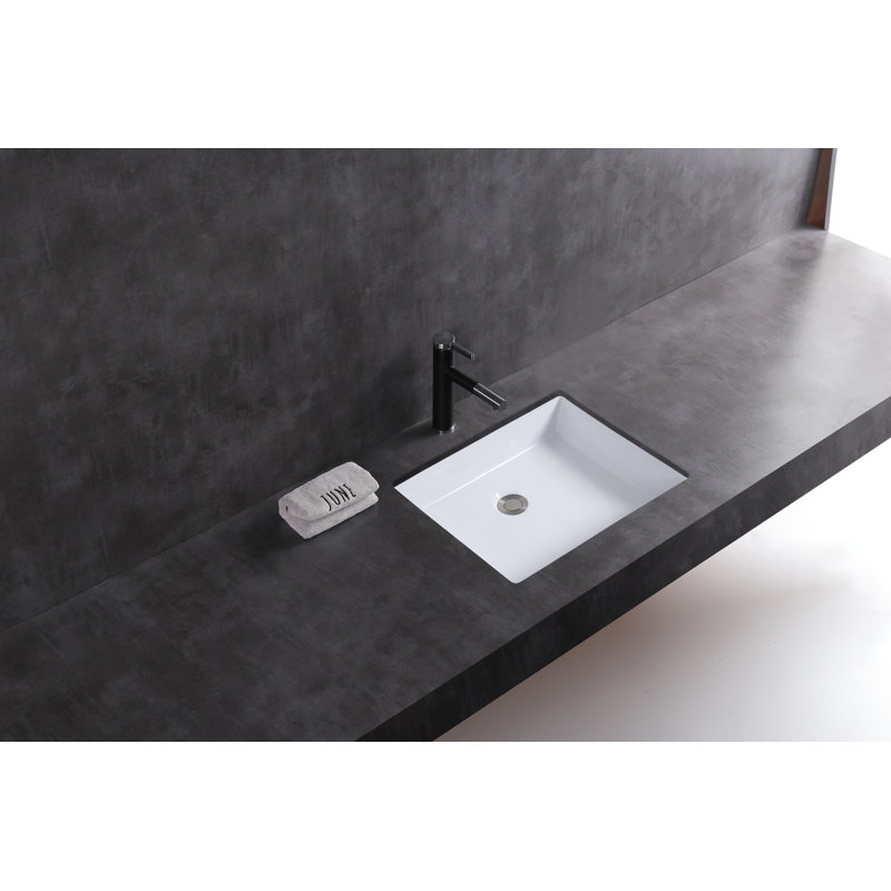 19.5 Inch White Ceramic Rectangular Undermount Bathroom Sink