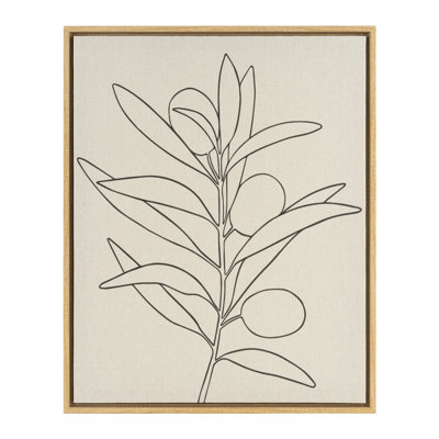 Leaves Outline I Framed Printed Canvas by Art Brand Studios