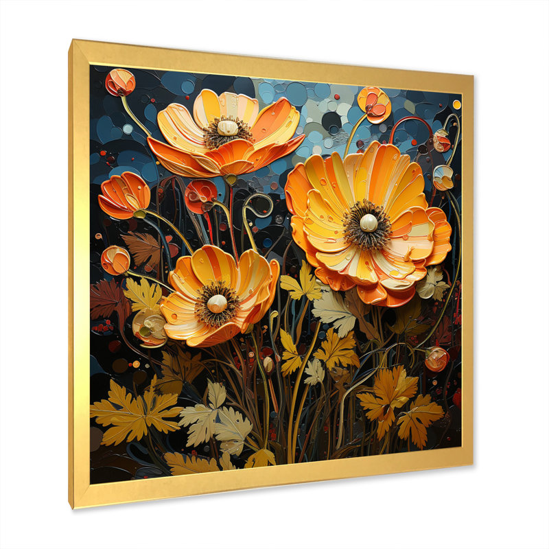 «Gold Marigold Marigold Melody II», reproduction sur toile, Encadrement doré, H 24 po x l 24 po x P 1 po
