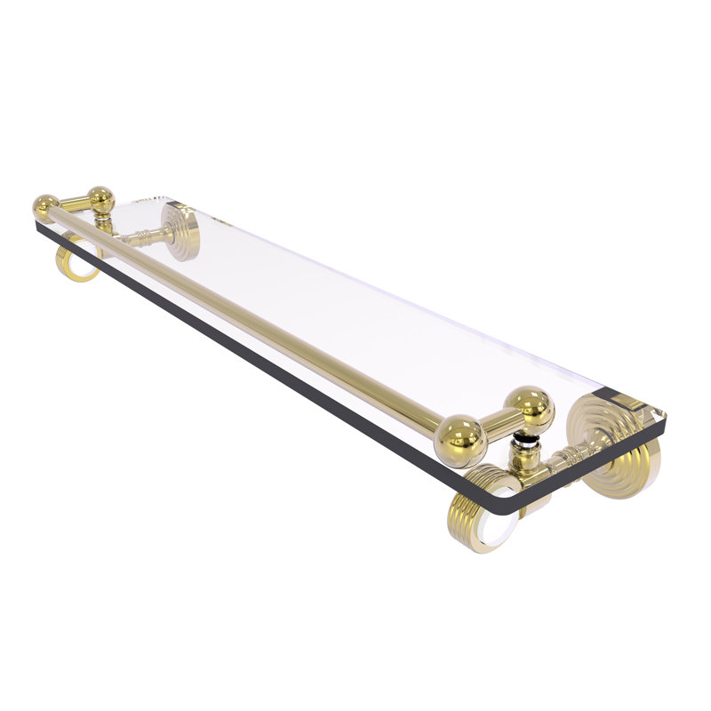 Tablette à support en verre avec barre à serviettes Jarrell, H 3,5 po x l 22 po x P 5,5 po, Laiton non laqué