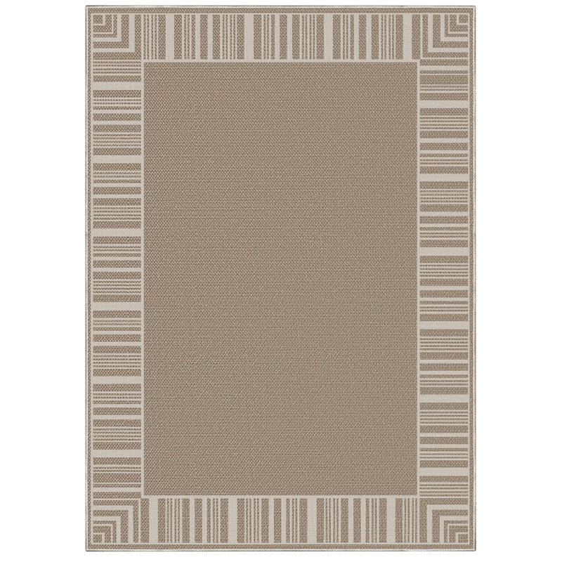 Washable Striped Edge Area Rug – Low Pile, Non-Slip Carpet – Mark Resistant, Durable, Modern Design – For Living Room, Dining Room, Patio, Bedroom