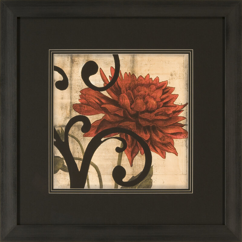 Ashton Wall Décor LLC Dahlias and Scrolls IV Framed Graphic Art | Wayfair