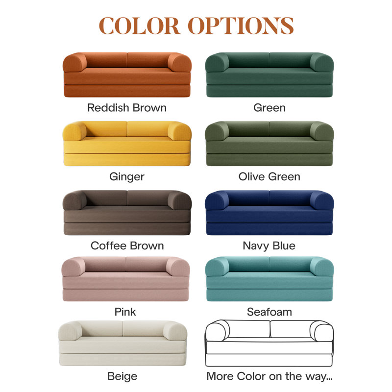 Foldable Three Person Fabric Sofa Bed, high Rebound Density Sponge Sofa