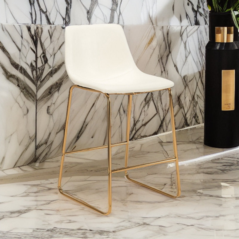 Tabouret de comptoir Niyat 26 po, Or, Blanc