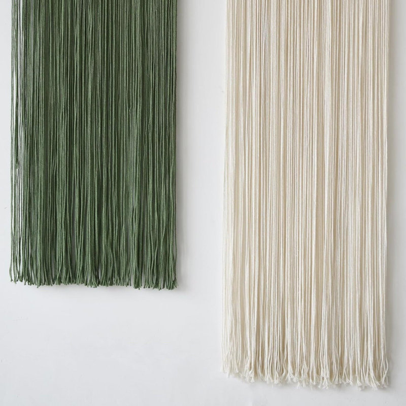 Décoration murale en macramé tissé à la main avec pampilles rondes Boho