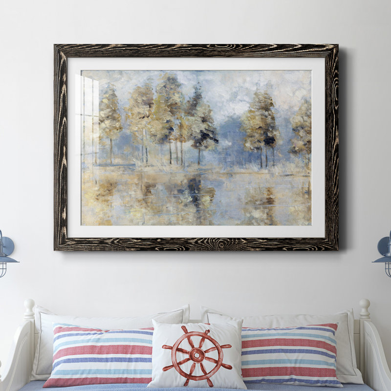 «Blue Golden Forest», reproduction d'art sur papier encadré, H 37,5 po x l 27,5 po x P 1,5 po, Papier encadré noir
