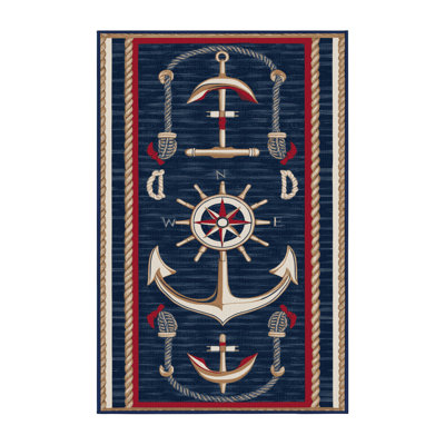  Washable Modern Maritime Nautical Area Rug