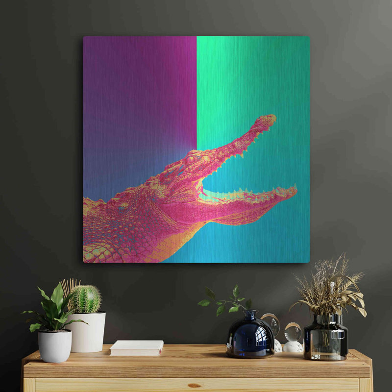 «Alligator Crush», art mural en métal, H 24 po x l 24 po