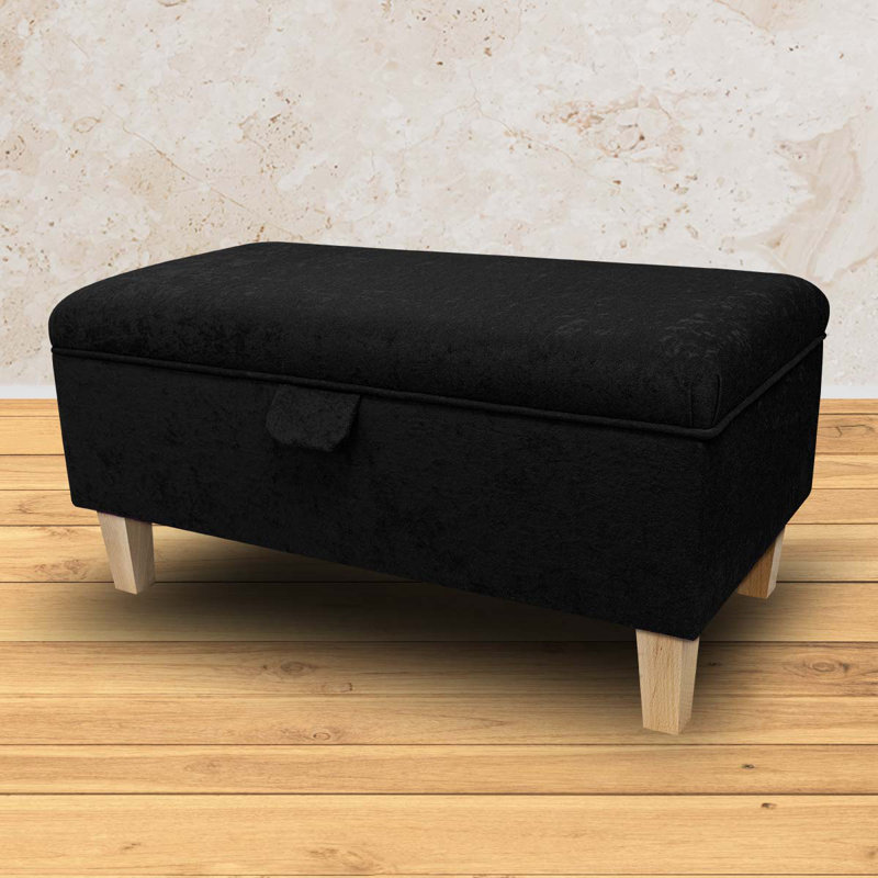 Upholstered Storage Bench, Black