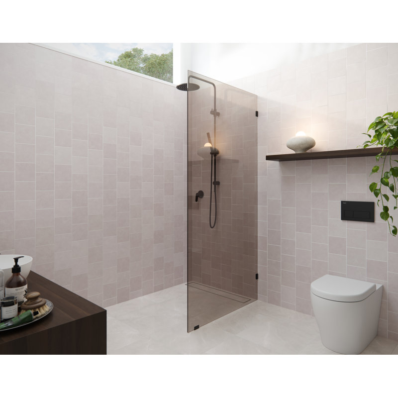 Ursa 30 in. x 78 in. Fully Frameless Bronze Tinted Single Fixed Shower Panel, Matte Black