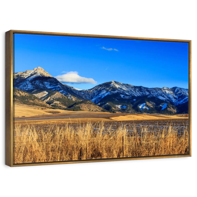 Vue panoramique des montagnes Bridger, Cadre flottant doré, 37 po x 25 po