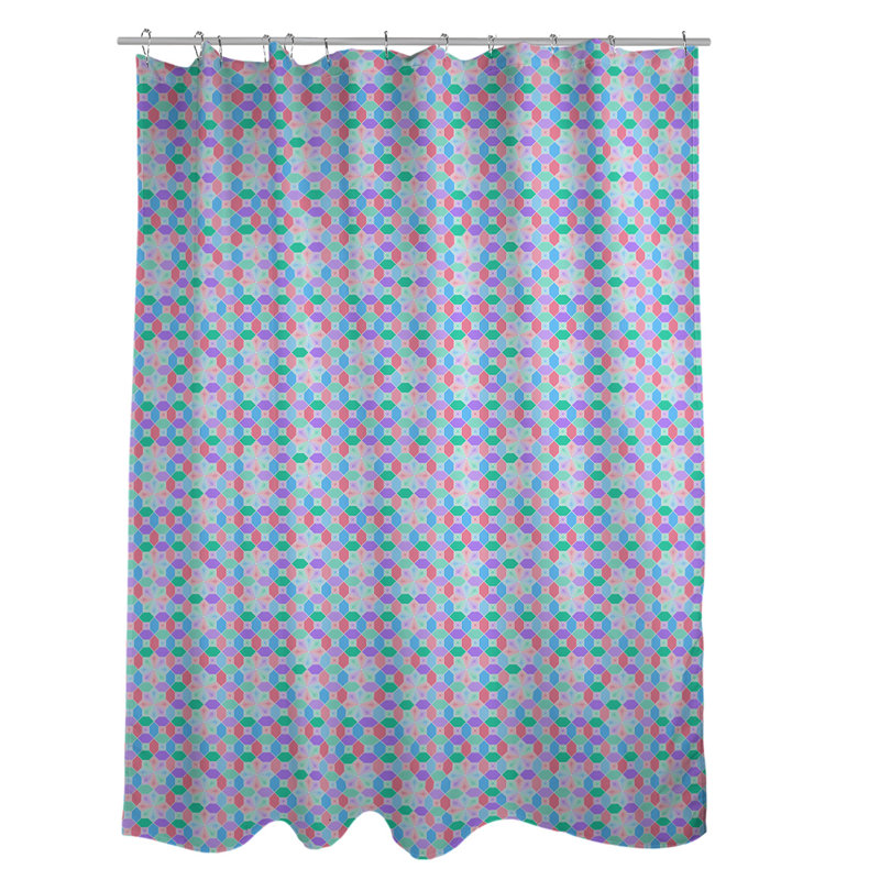 Rideau de douche simple en vitrail, Bleu / Rose / Mauve