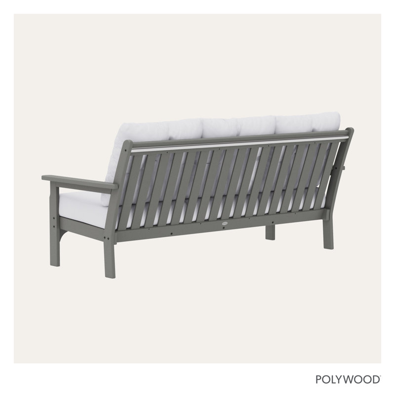 Lakeside Vineyard 74" Wide Outdoor Patio Sofa with Revolution Cushions, Slate Gray Frame/Natural Cushion