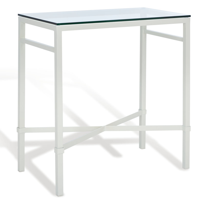 Vera Glass End Table, White