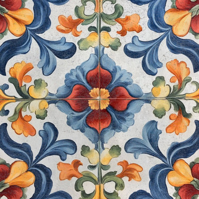 8" x 8" Floral Vinyl Peel and Stick Mosaic Tile (Set of 24)