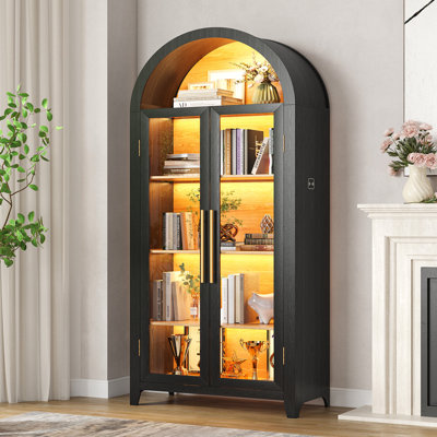 Vitrine H 71 po avec capteur de lumière 3 couleurs et armoire de rangement à 5 niveaux