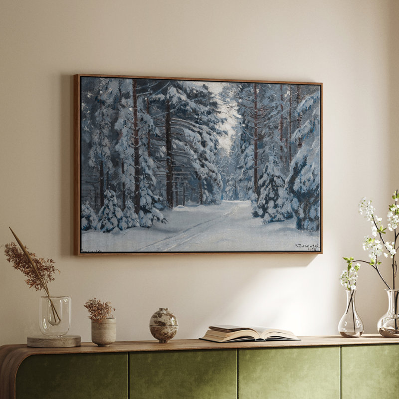 Paysage rétro - DCCLX III, Toile encadrée noyer flottant, H 17 po x l 25 po x P 2 po