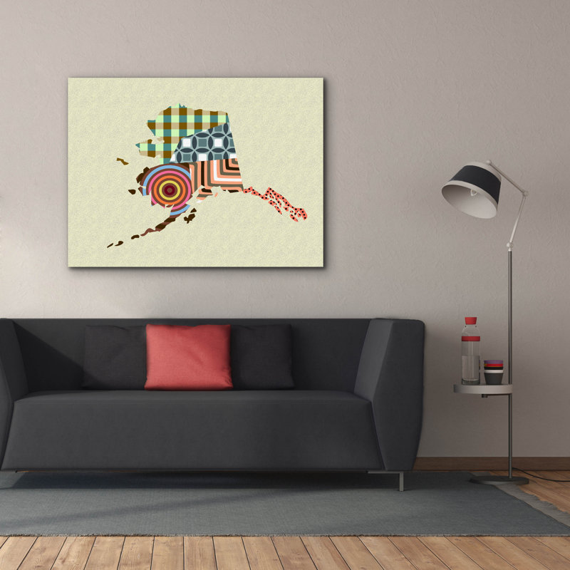«Alaska State Map» par Lanre Adefioyue, H 40 po x l 54 po x P 1,5 po