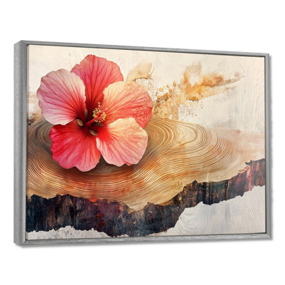 Chyanne fleurs d'hibiscus sur bois - art mural d'hibiscus pour le salon