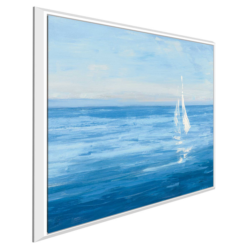 «Open Sail with Turquoise I», reproduction de peinture acrylique sur toile, H 18 po x l 18 po x P 1 po, Toile tendue