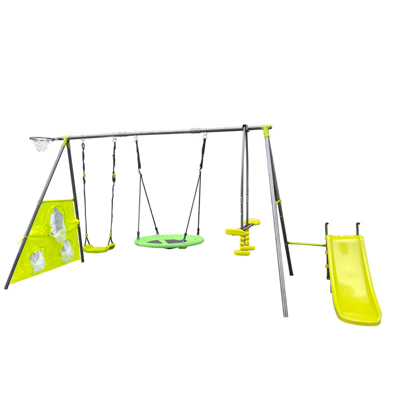 Ensemble de 6 balançoires vertes et bleues - balançoire en filet 31,5 po, fabrication en métal-plastique | Aire de jeux extérieure 440LBS pour enfants de 3 ans et plus